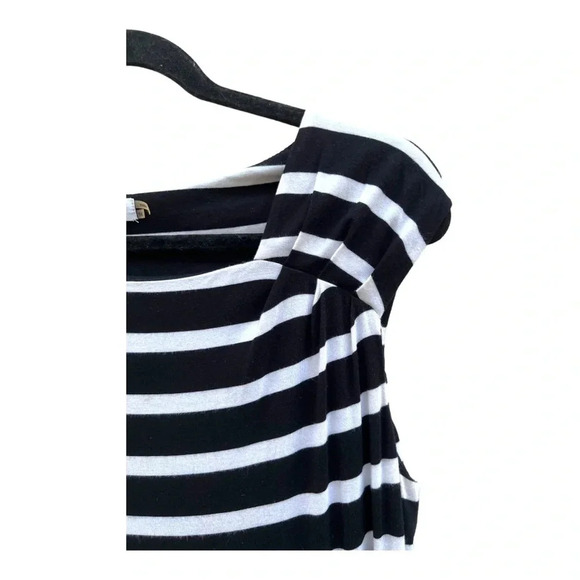 Calvin Klein Womens Dress Size 14 Sheath Black White Striped Knit Sleeveless - Picture 2 of 7